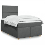 VidaXL Pat box spring cu saltea, gri &icirc;nchis, 120x200 cm, textil 3291241
