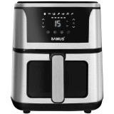 Friteuza cu aer cald Samus AF5-S1400DW, 1400 W, 5 L, Display led, Timer 60 min, 7 Programe, Fry Force 360&deg;, Touch Control, Negru/Argintiu