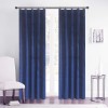 Draperie din catifea cu rejansa din bumbac tip fagure, Madison, 200x250 cm, densitate 700 g/ml, Albastru, 1 buc