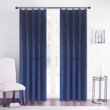 Set draperii din catifea cu rejansa din bumbac tip fagure, Madison, 200x210 cm, densitate 700 g/ml, Albastru, 2 buc