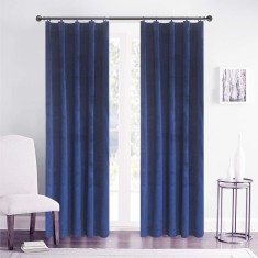 Draperie din catifea cu rejansa din bumbac tip fagure, Madison, 150x240 cm, densitate 700 g/ml, Albastru, 1 buc