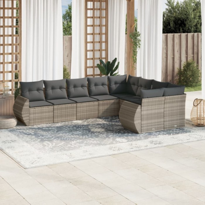 Gossi set canapele de gradina cu perne, 9 piese gri deschis poliratan