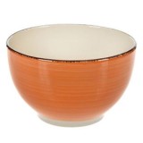 Bol ceramic portocaliu cu interior bej și dungi orizontale, 850 ml, CMCLASS