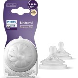 Tetina Philips Avent Natural Response SCY965/02, +6 luni, tetina care functioneaza ca sanul mamei, tetina fara scurgeri, debit 5, fara BPA, 2 bucati,