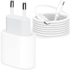 Set Incarcator WowStep&reg; Compatibil cu iPhone 14/14 Plus/13/12/11/Pro/Pro Max/iPad/ AirPods, Cablu USB-C Lightning, 100 cm, Adaptor Retea cu Incarcare