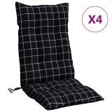 Cumpara ieftin Perne scaun cu spatar inalt, 4 buc. negru carouri textil oxford