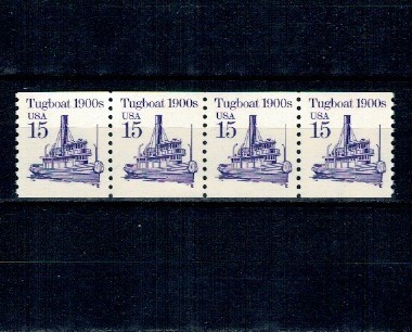 SUA 1988 - Uzual, 15c, vapor, ștraif de 4 neuzat, din roll
