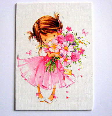 tablou panza ,fetita cu buchet de flori 28077 foto