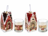 Set 2 lumanari parfumate Craciun in cutie cadou aroma Tamaie si Vanilie cm 7 x 7 x 14 H