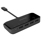 Adaptor Romoss, USB Type-C to 4xUSB-A 3.0/1xUSB-C, Negru