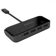 Adaptor Romoss, USB Type-C to 4xUSB-A 3.0/1xUSB-C, Negru