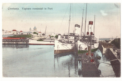 5074 - CONSTANTA, Ships, Harbor, Romania - old postcard - used - 1912 foto