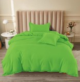 Cumpara ieftin Lenjerie Pat Bumbac Verde cu Elastic, 4 Piese (Husa Pilota 200x155, Cearceaf 140x200, 2 Fete Perna 55x75)