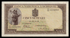 Romania, 500 lei 1940, XF-AUNC_filigran vertical_serie T/4--0402003 foto