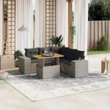 Set mobilier gradina cu perne, 6 piese, gri, poliratan GartenMobel Dekor, vidaXL