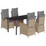 Cumpara ieftin Set mobilier de gradina cu perne, 5 piese, bej, poliratan