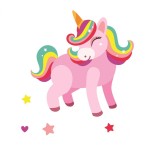 Cumpara ieftin Sticker decorativ Unicorn, Roz, 65 cm, 1231ST, Oem
