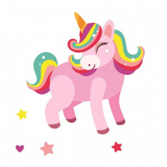 Sticker decorativ Unicorn, Roz, 65 cm, 1231ST