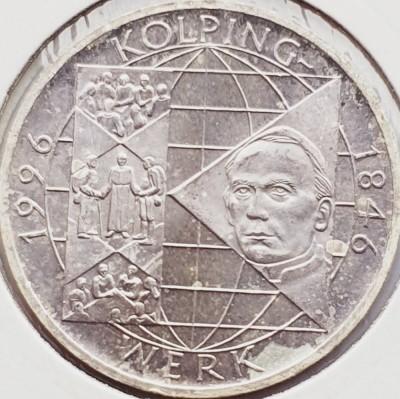 518 Germania 10 mark 1996 William Conrad R&amp;ouml;ntgen - A - km 188 argint foto