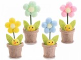Cumpara ieftin Set 4 flori artificiale cu puisori din textil 3x9 cm