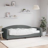 vidaXL Pat de zi cu saltea, gri &icirc;nchis, 90x200 cm, textil