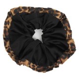 Elastic de păr din satin cu imprimeu leopard, Negru, Mărime mare, CMCLASS