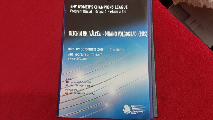 program Oltchim Rm. valcea - Dinamo Volgograd