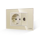 Cumpara ieftin Priza Schuko + Priza TV cu Rama din Sticla LUXION, Standard Italian, 3M SmartElectro IntelligentHouse