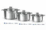 Set oale inox Royalty Line, 6 piese, capace din sticla, capacitate mare