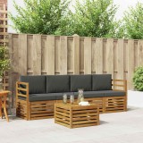 Cumpara ieftin Set de canapele de exterior 5 buc. 4-Locuri Natural si Antracit