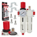 Bloc de preparare a aerului 1 / 4&quot; cu filtru, separator de apa si lubrifiant, Tvardy T20023