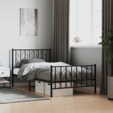 VidaXL Cadru pat metalic cu tăblii de cap/picioare, negru, 100x200 cm