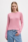 Tommy Jeans pulover de bumbac culoarea roz, light, DW0DW22165