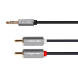 Cablu Kruger&amp;amp;Matz KM1217, 1 x jack stereo - 2 x RCA, 5 m, Negru, Kruger&amp;Matz