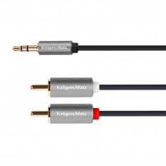 Cablu Kruger&amp;amp;amp;Matz KM1214, 1 x jack stereo - 2 x RCA, 1.8 m, Negru foto