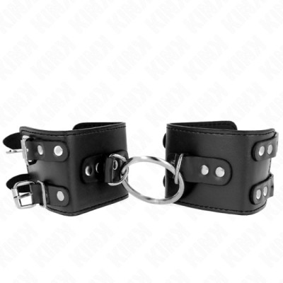 KINK - FIXED WRIST RESTRAINTS WITH RING AND STUDS ADJUSTABLE BLACK 17-22 CM X 6.5 CM foto