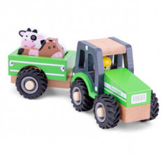 Tractor cu trailer pentru animale, 18 luni+, New Classic Toys
