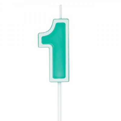 Lum&amp;acirc;nare Aniversară Număr 1, Verde Mentă Pastelat, 2x5cm, Parafină foto