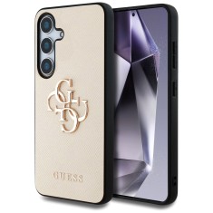 Husa originala Guess Samsung Galaxy S25 Hardcase 4G Grained Big and Classic Logo, bej, GUHCS25SPGT4MBE foto