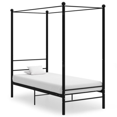Cadru de pat cu baldachin, negru, 90x200 cm, metal GartenMobel Dekor foto