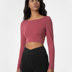 Tricou cu mânecă lungă crop-top slim cu fente pentru femei