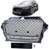 Grila sport tip fagure neagra lucioasa cu argintiu, potrivita pentru Audi A3 tip 8V 12-16 Performance AutoTuning