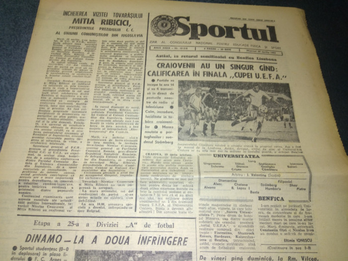 ZIARUL SPORTUL 20 APRILIE 1983