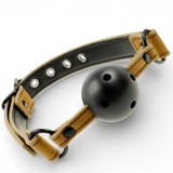 Căluș FETISH SUBMISSIVE Breathable Gag, pentru jocuri erotice BDSM, cu bilă din neopren, culoare maro