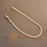 Bratara unisex placata cu aur , tip sarpe impletit pe mijloc, 19 cm