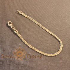Bratara unisex placata cu aur , tip sarpe impletit pe mijloc, 19 cm foto