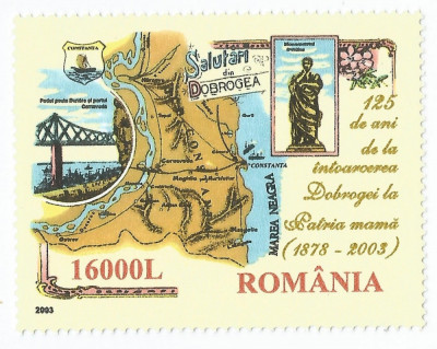 Romania, LP 1620/2003, 125 de ani de la intoarcerea Dobrogei la Patria Mama, MNH foto