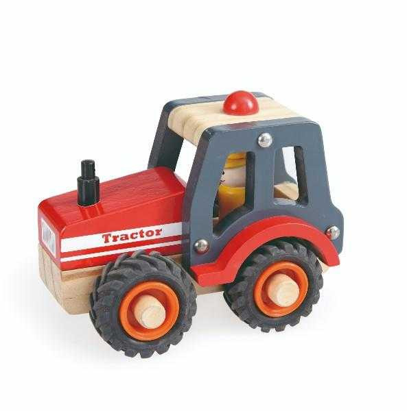 Tractorul harnic - Jucarie din lemn si cauciuc