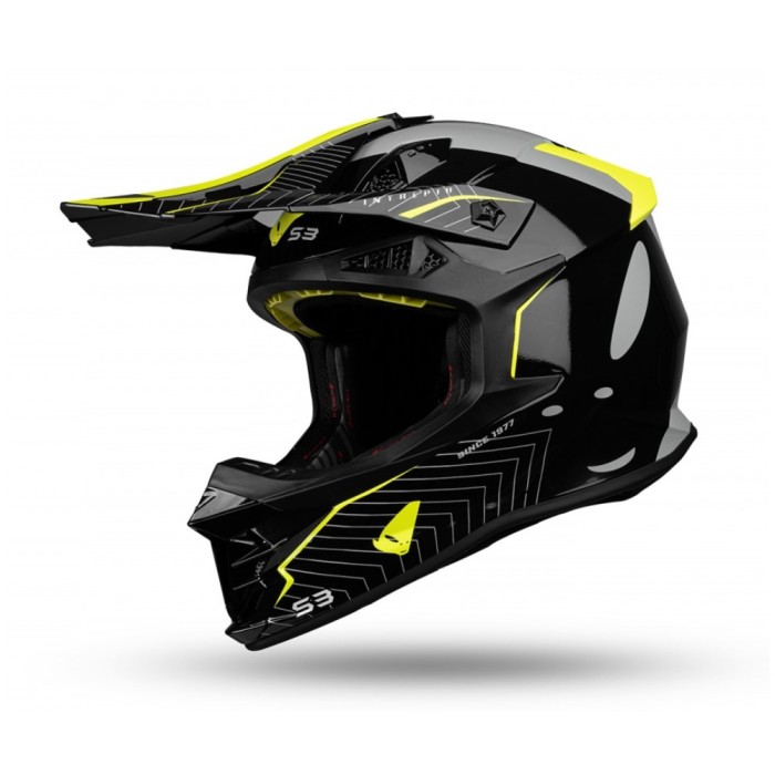 Casca cross Ufo Plast Intrepid negru/galben neon