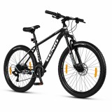 Cumpara ieftin Bicicleta Mountain Bike 27.5 inch, aluminiu, frane hidraulice, 27 viteze, negru, Genio